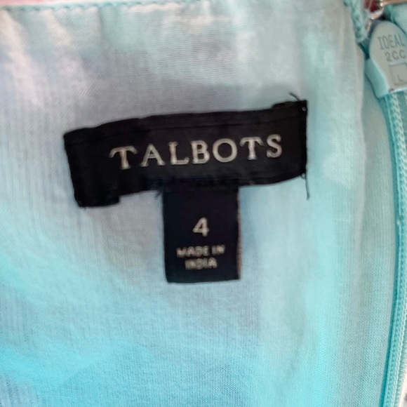 Talbots Size 4 Blue Green Stripe Fit & Flare Summer Tank Dress Pockets Easter - Picture 8 of 11